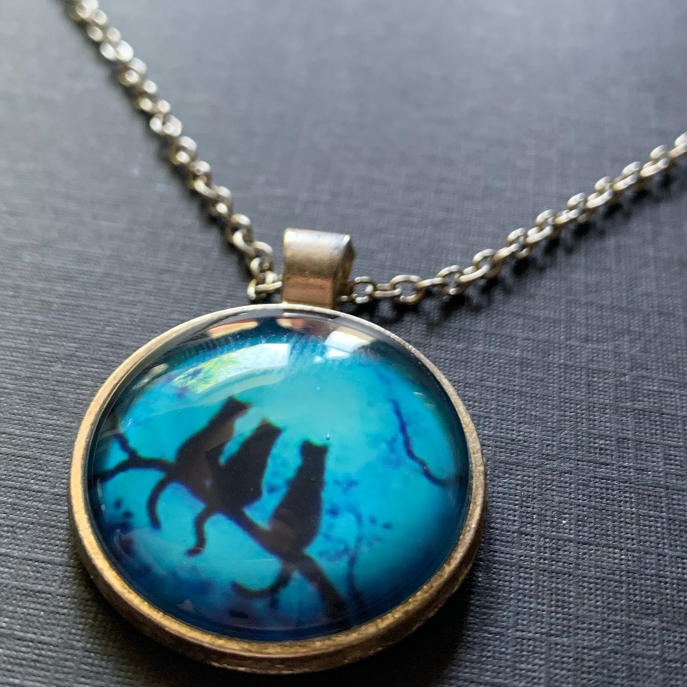 Blue Cat Pendant Necklace